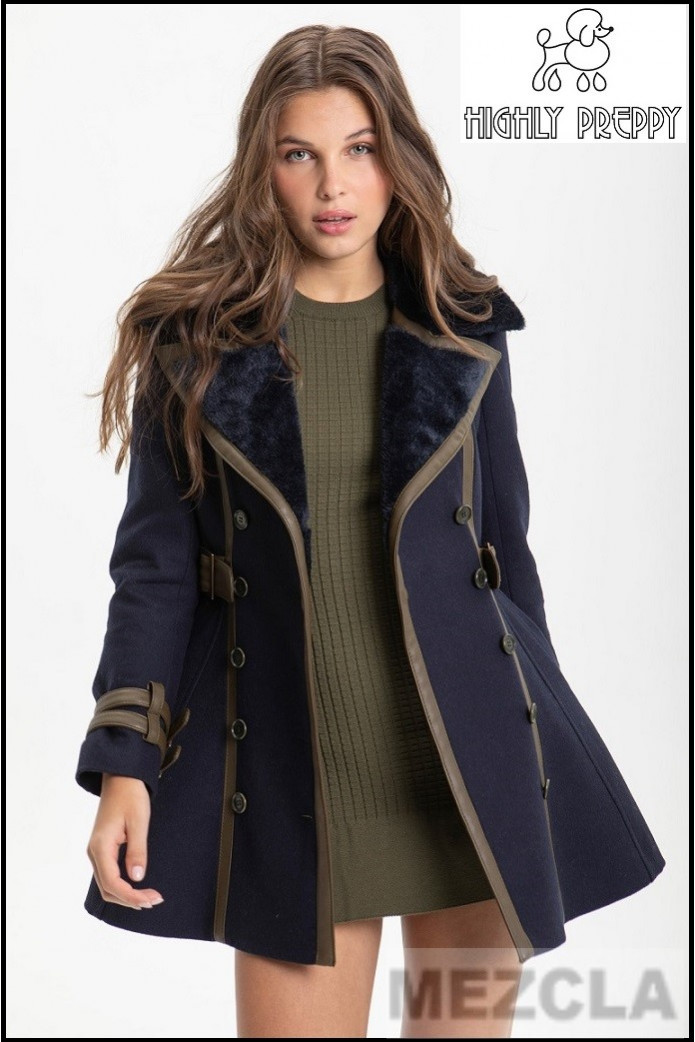 ABRIGO COMBINADO AZUL Y KAKI HIGHLY PREPPY
