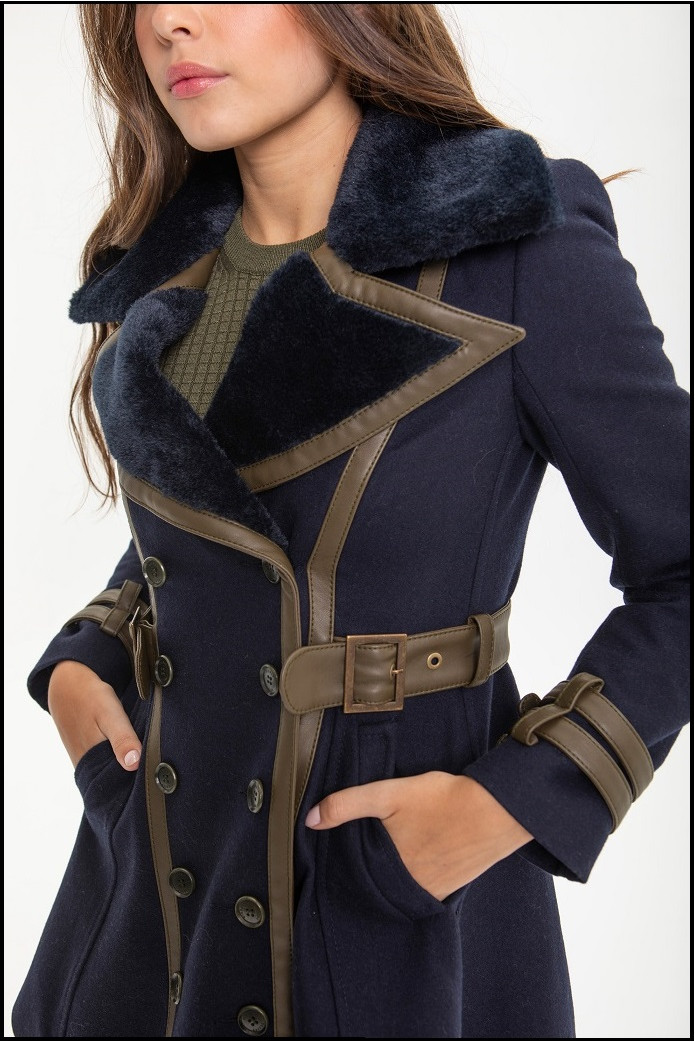 ABRIGO COMBINADO AZUL Y KAKI HIGHLY PREPPY