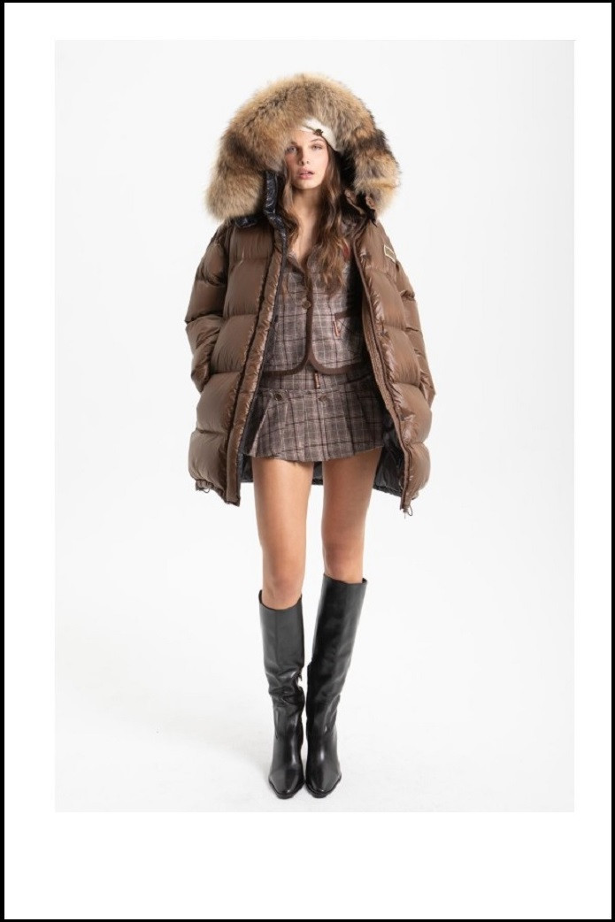 PLUMAS LARGO OVERSIZE MARRÓN HIGHLY PREPPY