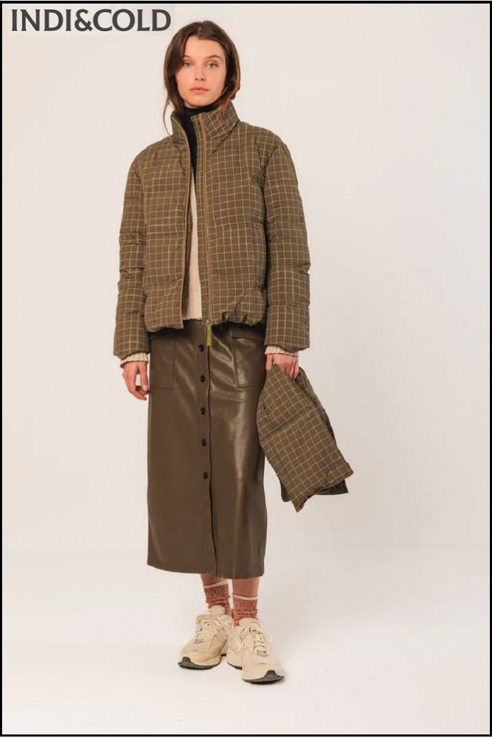 ABRIGO PLUMÓN CORTO CUADROS INDI&COLD