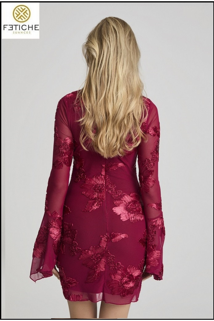 VESTIDO BURGUNDY BLOOM FETICHE SUANCES