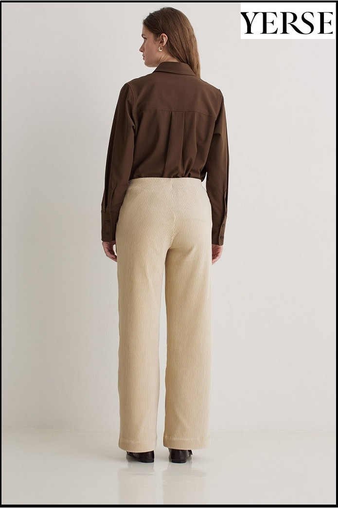 PANTALÓN ANCHO PANA BEIG YERSE