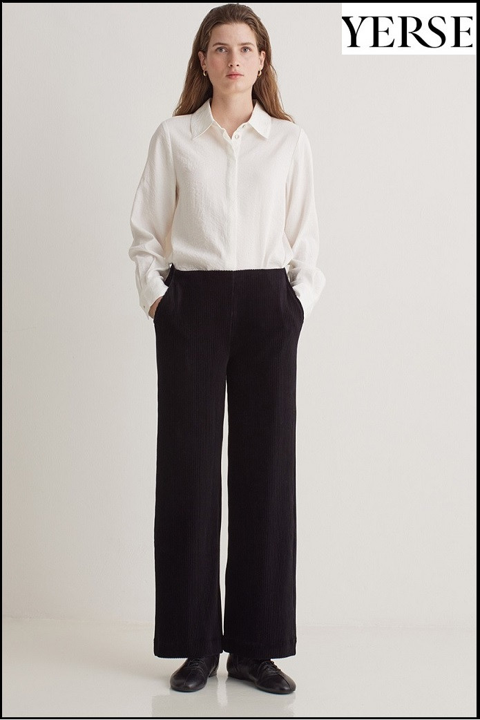 PANTALÓN ANCHO PANA NEGRO YERSE