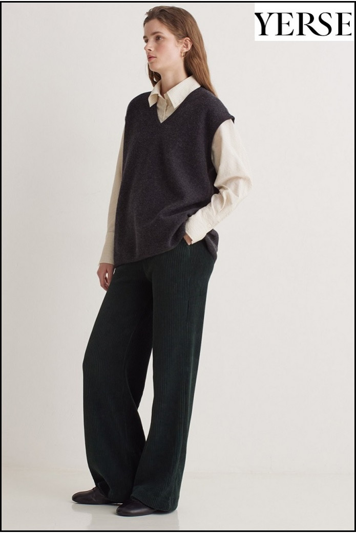 PANTALÓN ANCHO PANA VERDE YERSE