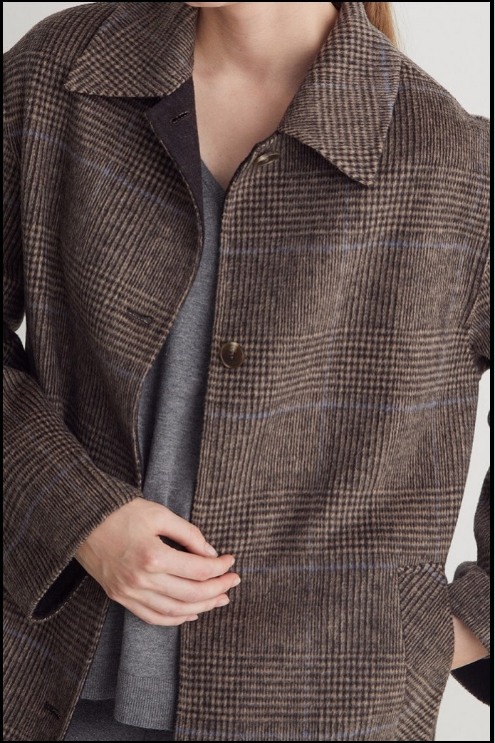 ABRIGO LARGO HANDMADE CUADROS MARRÓN YERSE