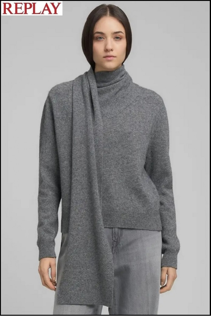 JERSEY CON CUELLO DE BUFANDA GRIS REPLAY