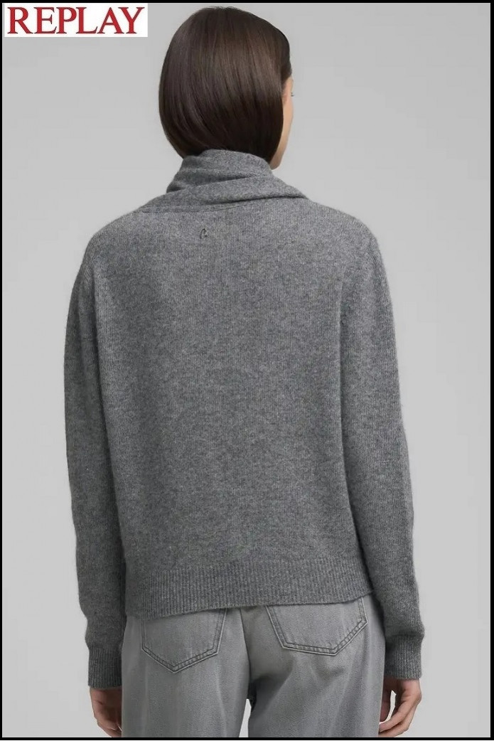 JERSEY CON CUELLO DE BUFANDA GRIS REPLAY