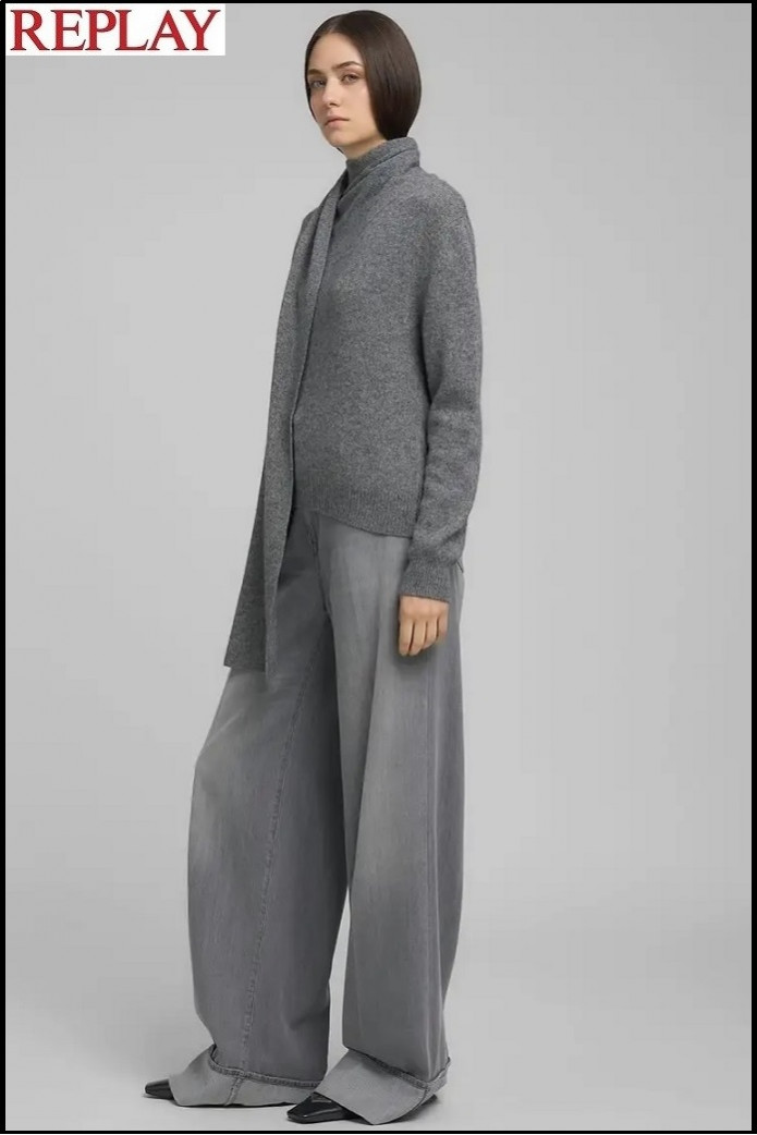 JERSEY CON CUELLO DE BUFANDA GRIS REPLAY