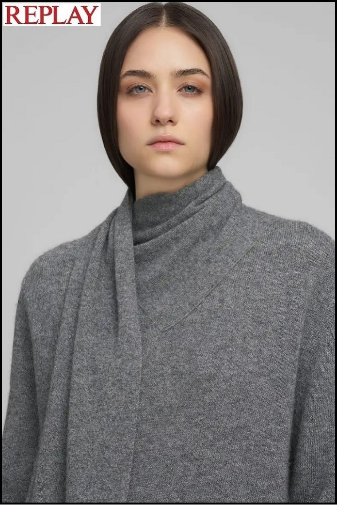 JERSEY CON CUELLO DE BUFANDA GRIS REPLAY