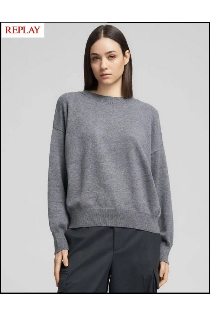 JERSEY CUELLO REDONDO GRIS REPLAY