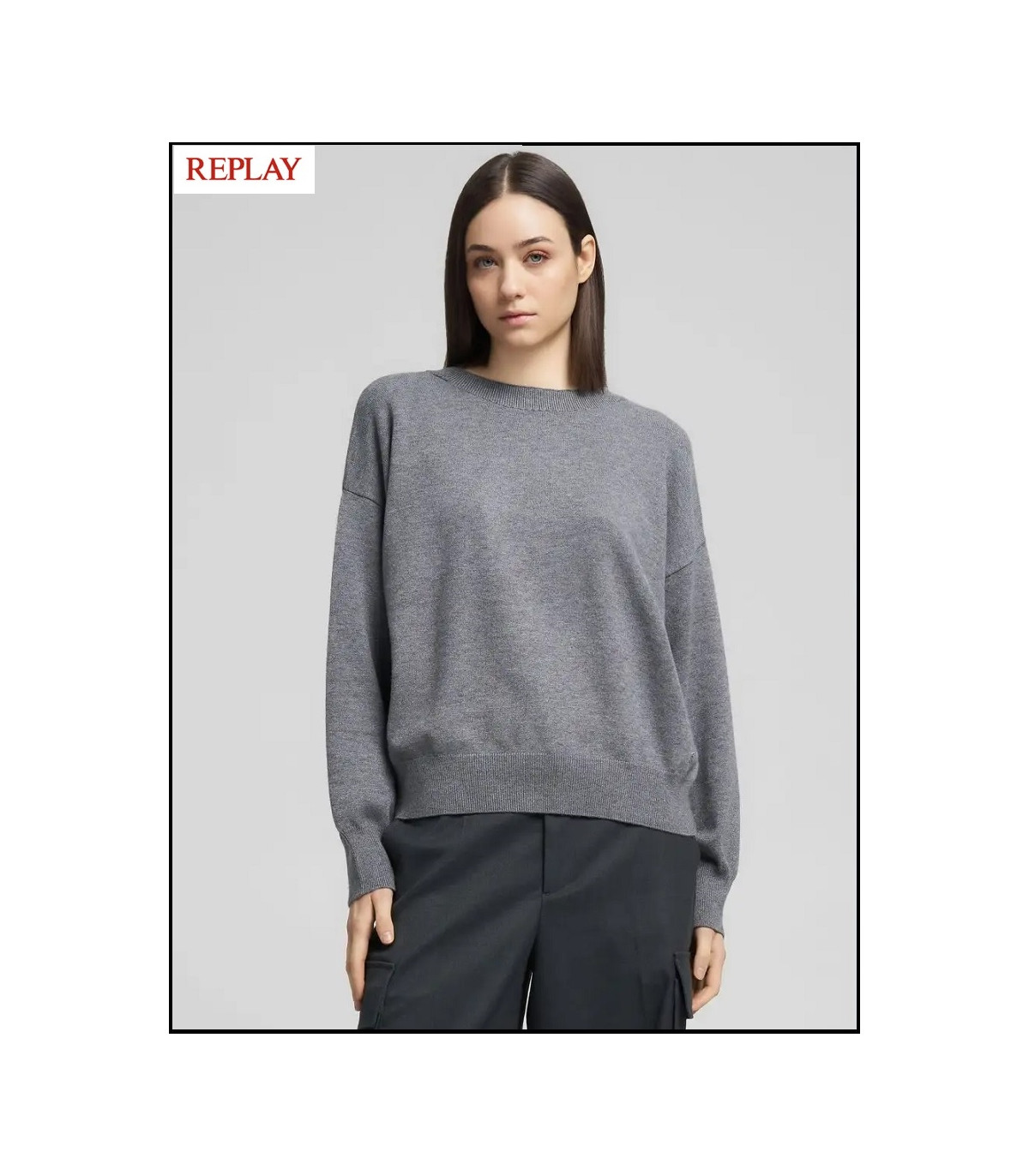 JERSEY CUELLO REDONDO GRIS REPLAY