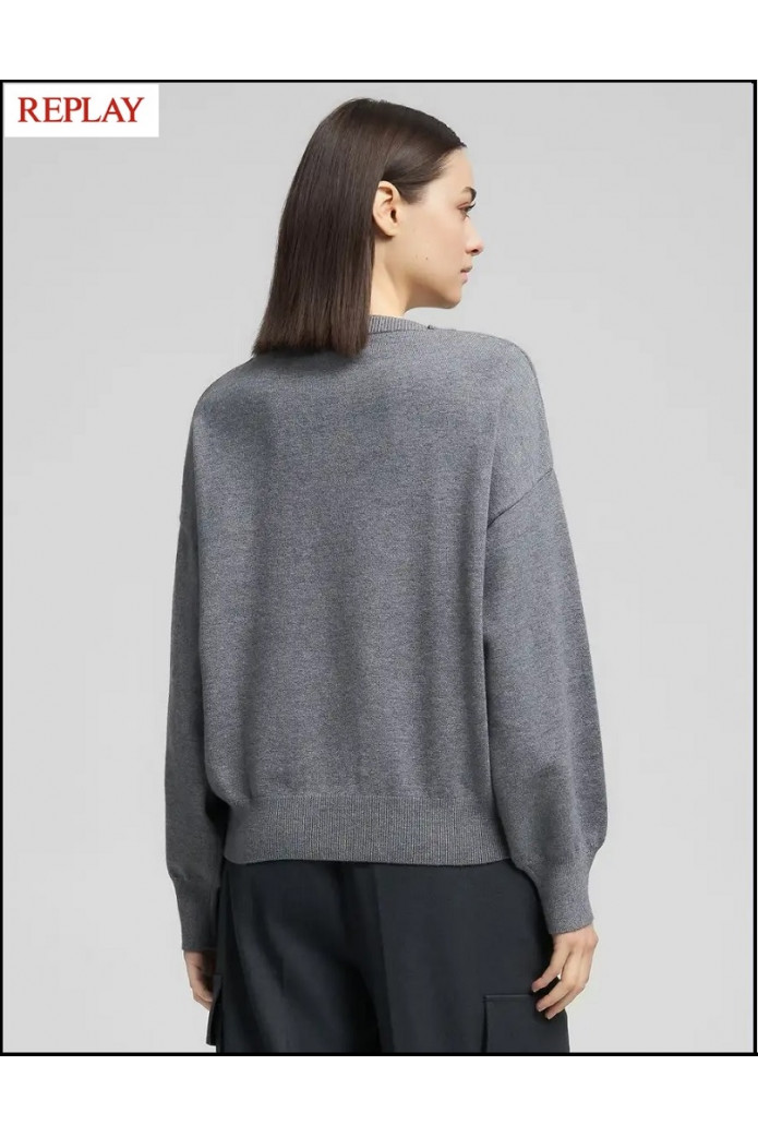JERSEY CUELLO REDONDO GRIS REPLAY