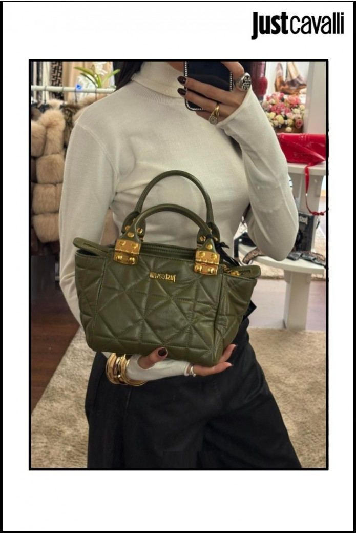 BOLSO ACOLCHADO VERDE MILITAR JUST CAVALLI