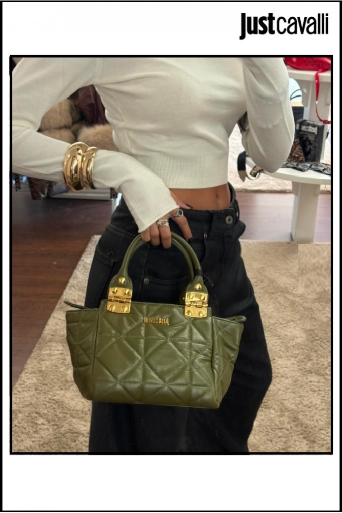 BOLSO ACOLCHADO VERDE MILITAR JUST CAVALLI