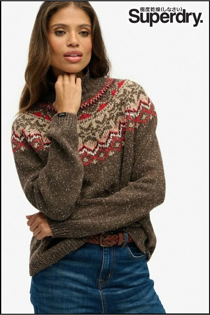 JERSEY CUELLO ALTO MARRÓN FAIRISLE SUPERDRY