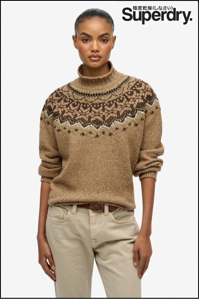 JERSEY CUELLO ALTO TOSTADO FAIRISLE SUPERDRY
