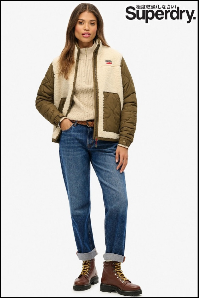 CHAQUETA HÍBRIDA DE BORREGUITO SUPERDRY