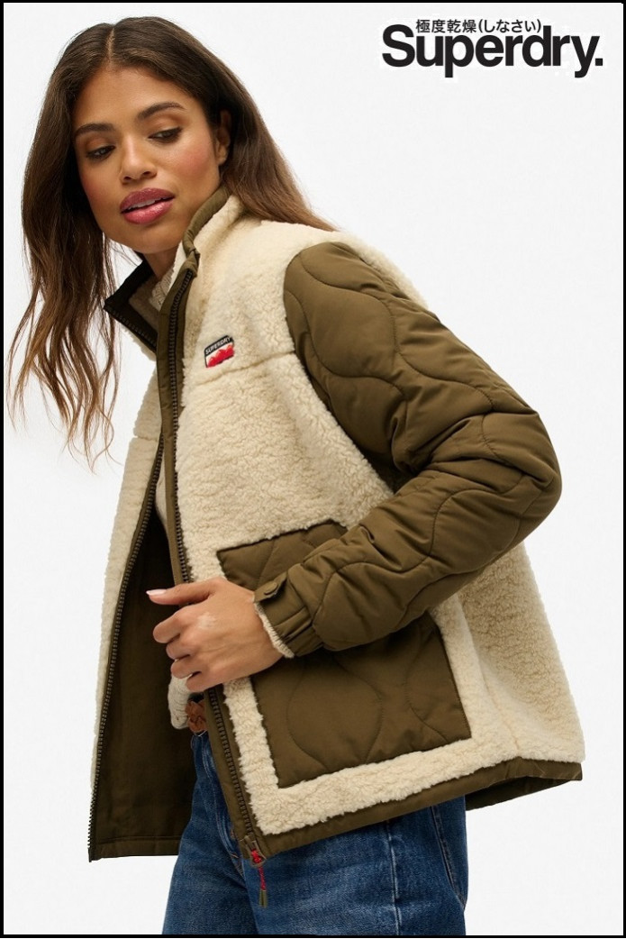 CHAQUETA HÍBRIDA DE BORREGUITO SUPERDRY