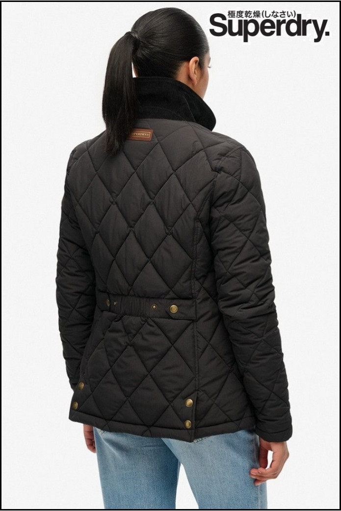 CHAQUETA ACOLCHADA CON RIBETE DE PANA NEGRA SUPERDRY