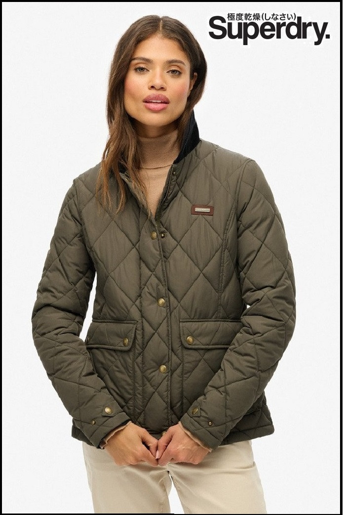 CHAQUETA ACOLCHADA CON RIBETE DE PANA VERDE SUPERDRY