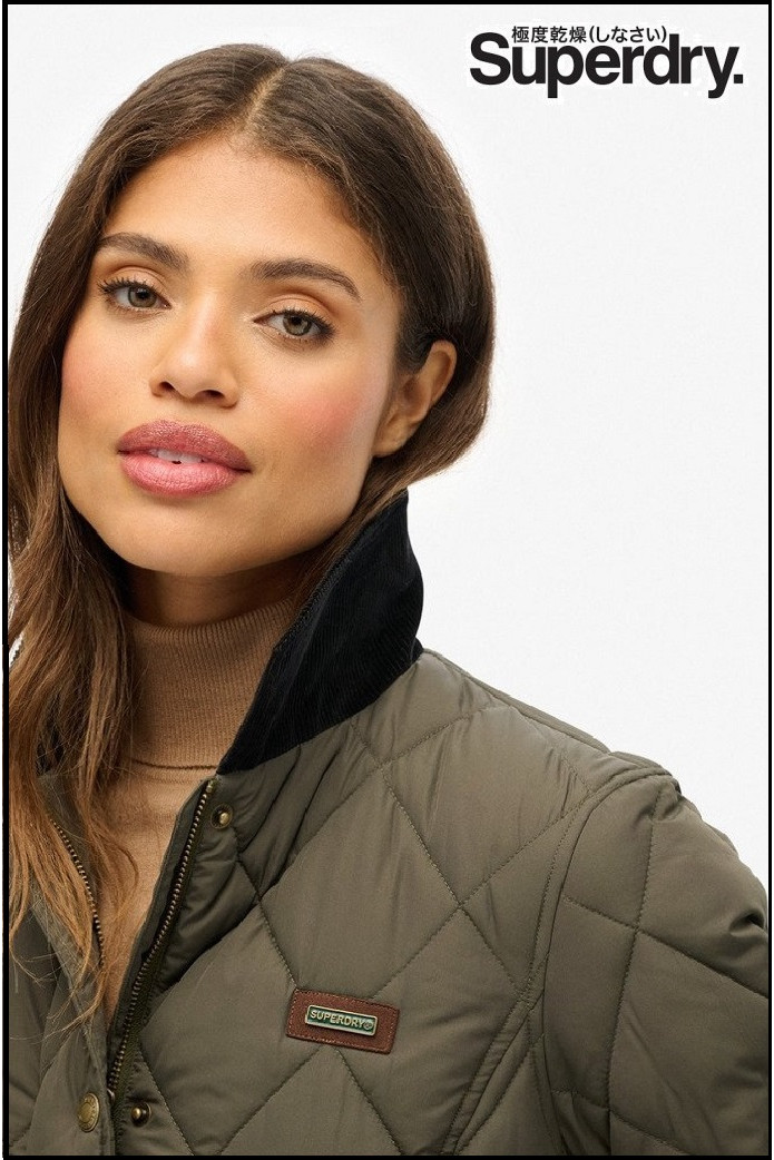 CHAQUETA ACOLCHADA CON RIBETE DE PANA VERDE SUPERDRY