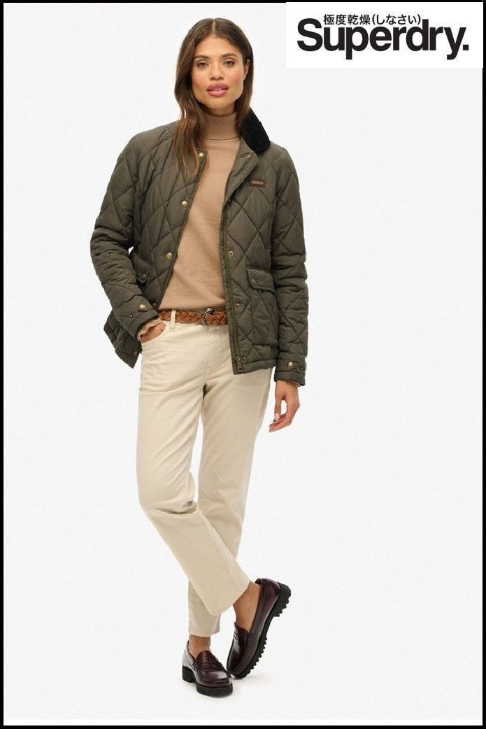 CHAQUETA ACOLCHADA CON RIBETE DE PANA VERDE SUPERDRY