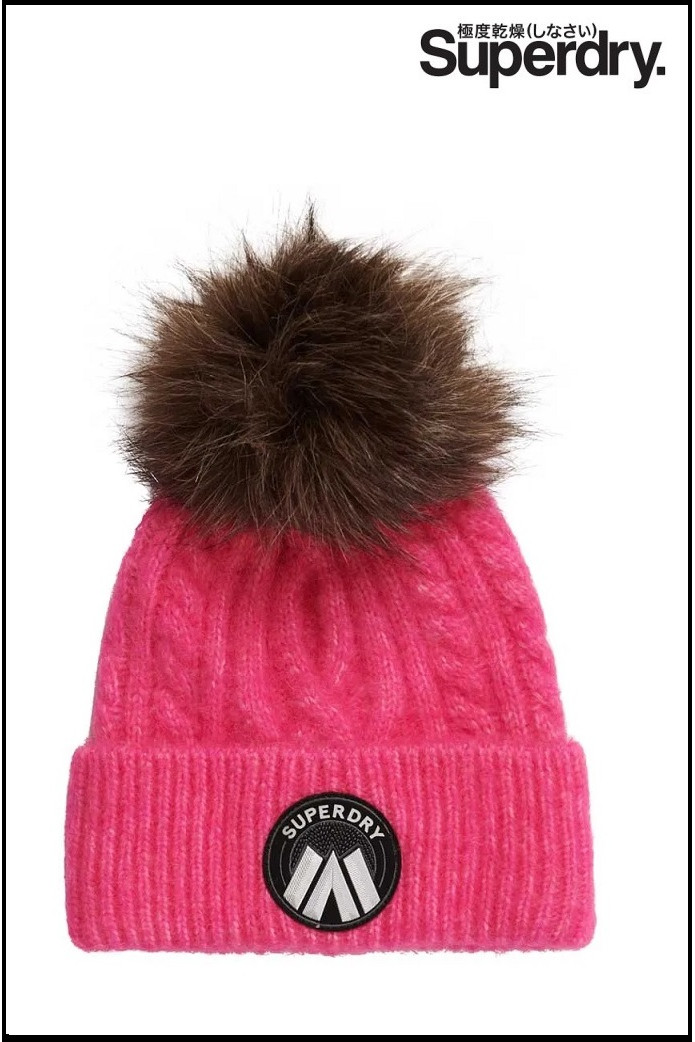 GORRO PUNTO TRENZADO ROSA MAGENTA SUPERDRY