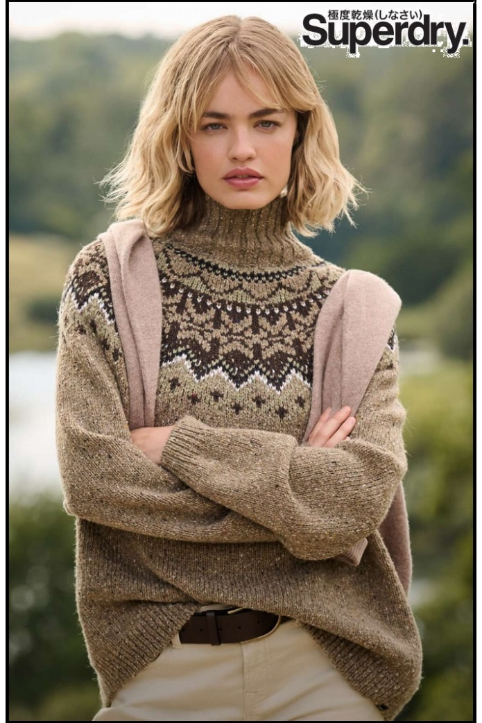 JERSEY CUELLO ALTO TOSTADO FAIRISLE SUPERDRY