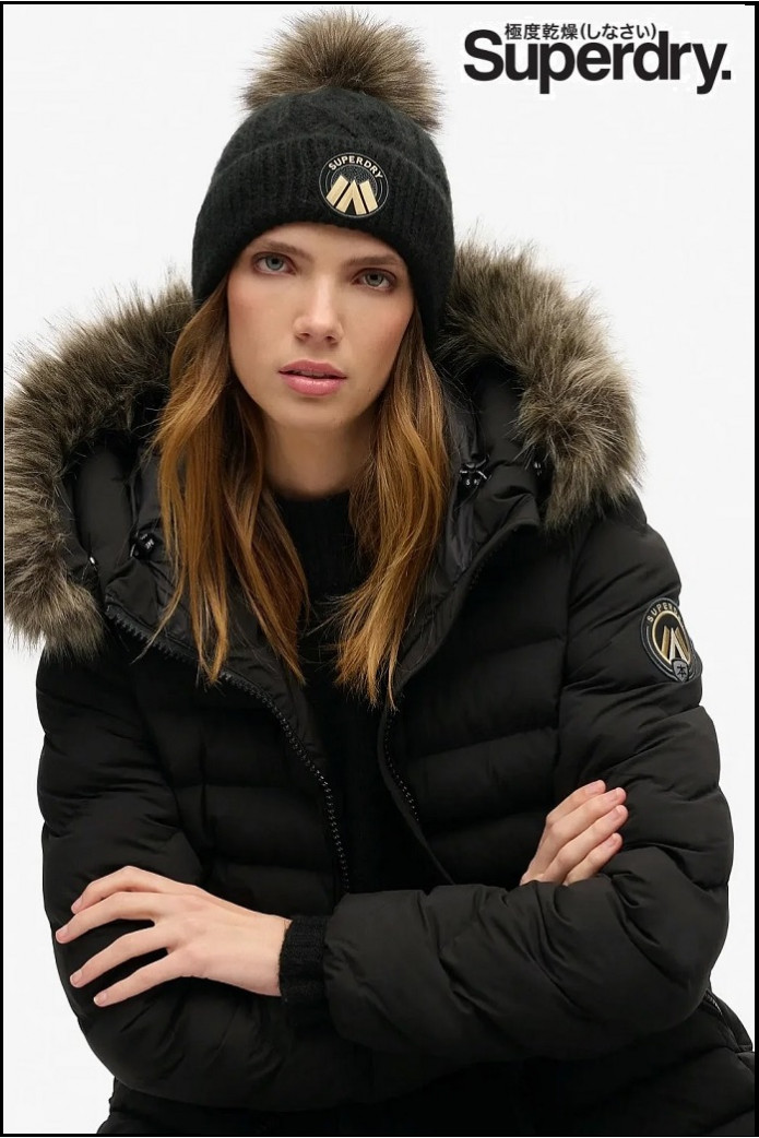 GORRO PUNTO TRENZADO NEGRO SUPERDRY