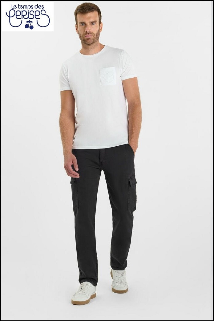 PANTALÓN CARGO NEGRO LE TEMPS CERISES