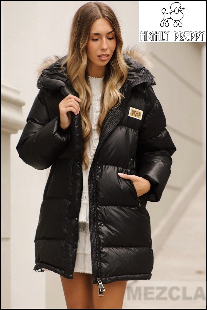 PLUMAS LARGO OVERSIZE NEGRO HIGHLY PREPPY