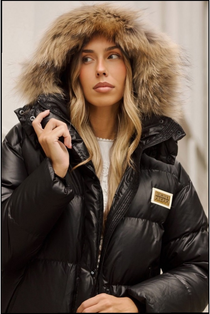 PLUMAS LARGO OVERSIZE NEGRO HIGHLY PREPPY