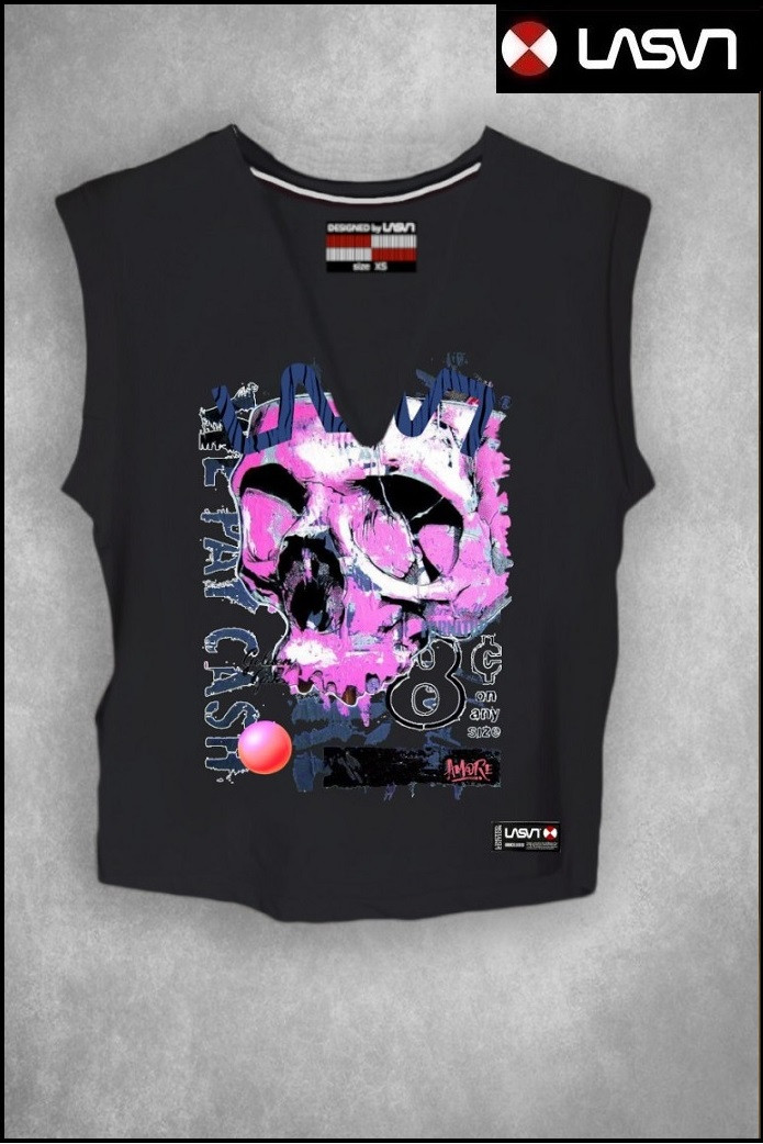 CAMISETA DE MUJER LASAL 8 NEGRO DESGASTADO LA SAL