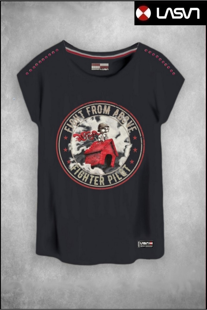 CAMISETA DE MUJER FIGHT NEGRO DESGASTADO LA SAL