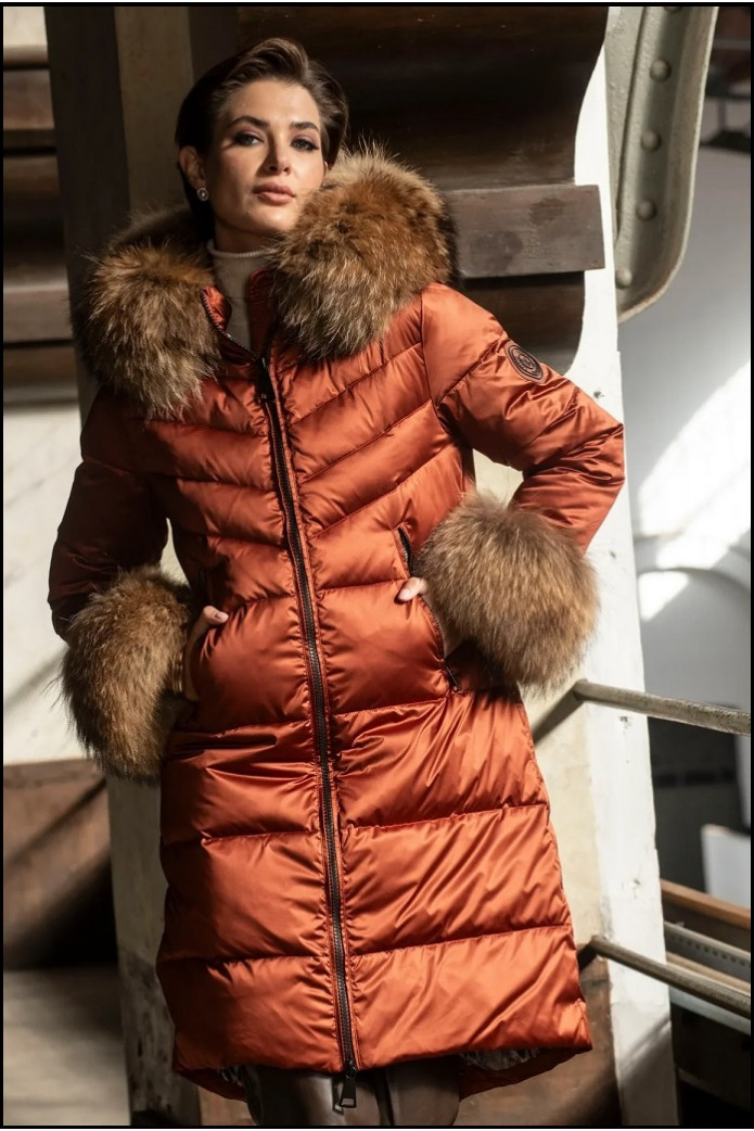 PLUMÍFERO LARGO MARRÓN LOCO LUXO