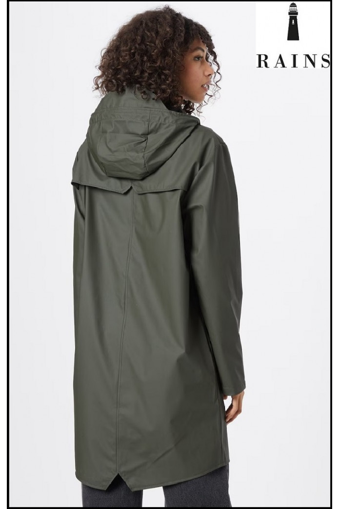 CHAQUETA-IMPERMEABLE UNISEX LARGA VERDE RAINS