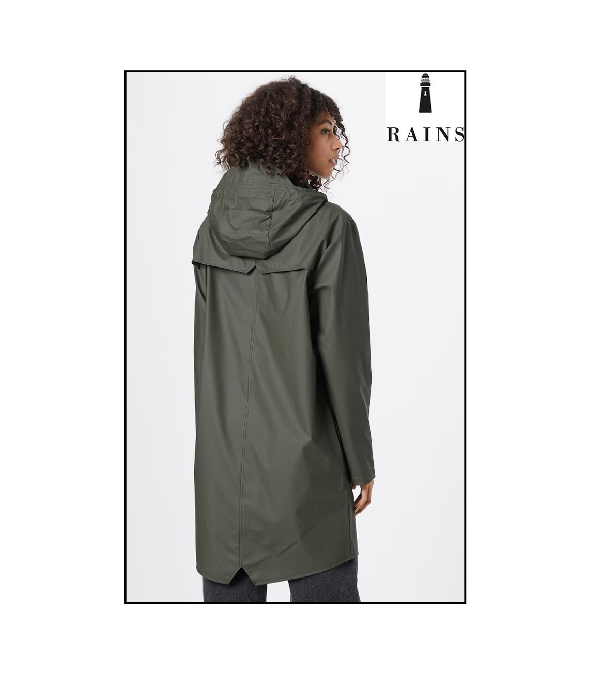 CHAQUETA-IMPERMEABLE UNISEX LARGA VERDE RAINS
