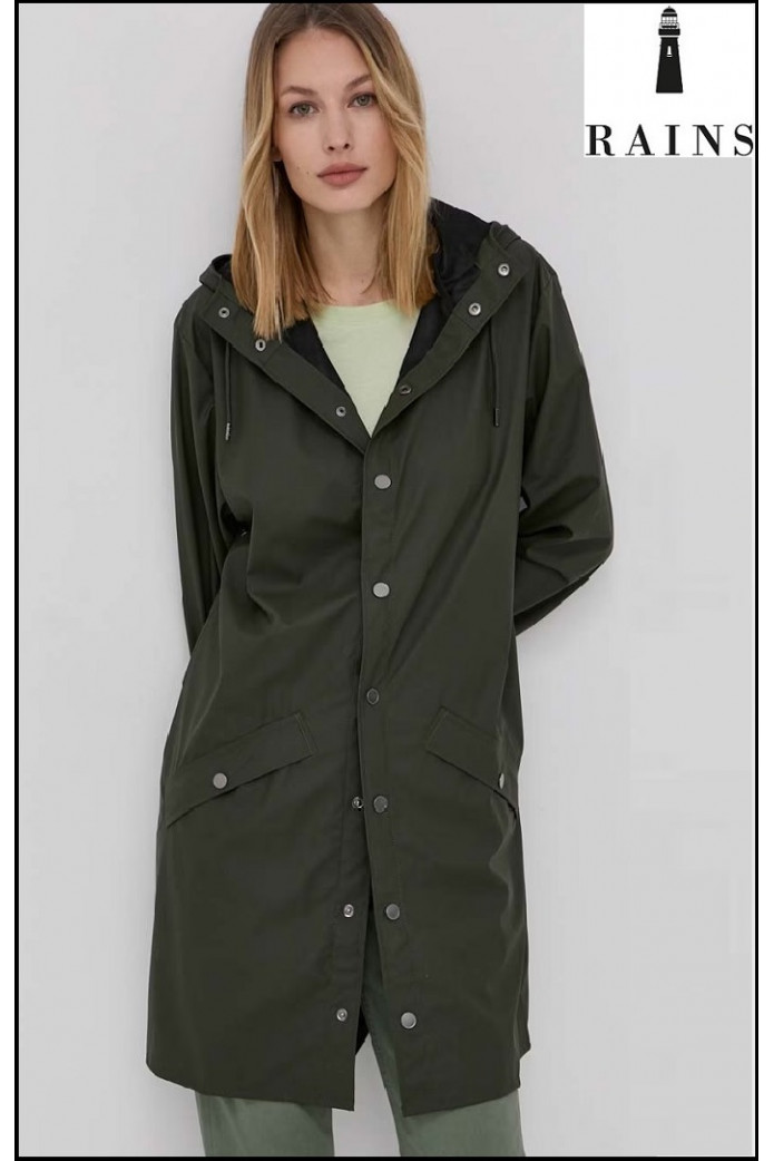 CHAQUETA-IMPERMEABLE UNISEX LARGA VERDE RAINS