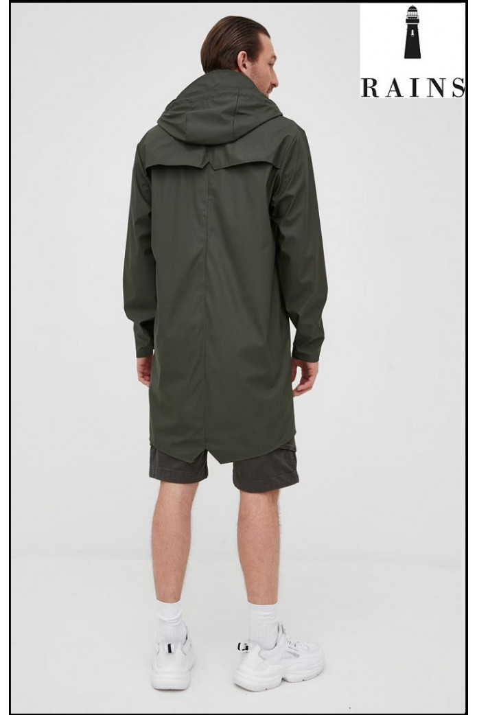 CHAQUETA-IMPERMEABLE UNISEX LARGA VERDE RAINS