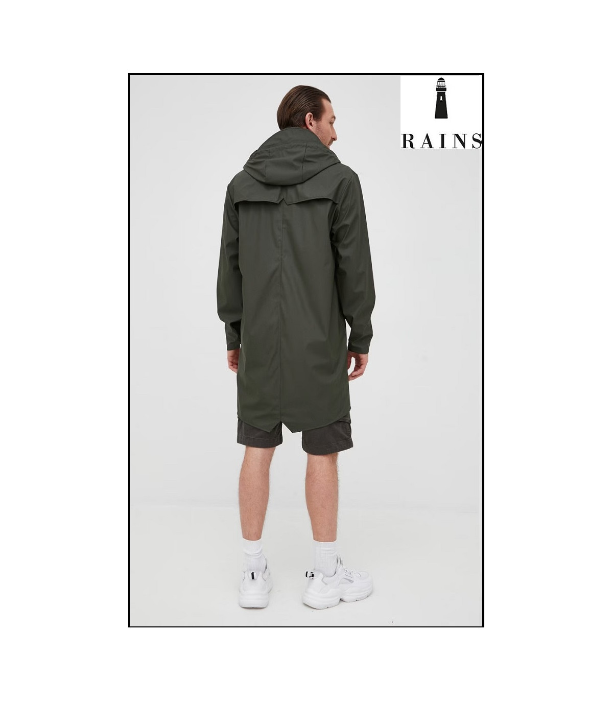 CHAQUETA-IMPERMEABLE UNISEX LARGA VERDE RAINS