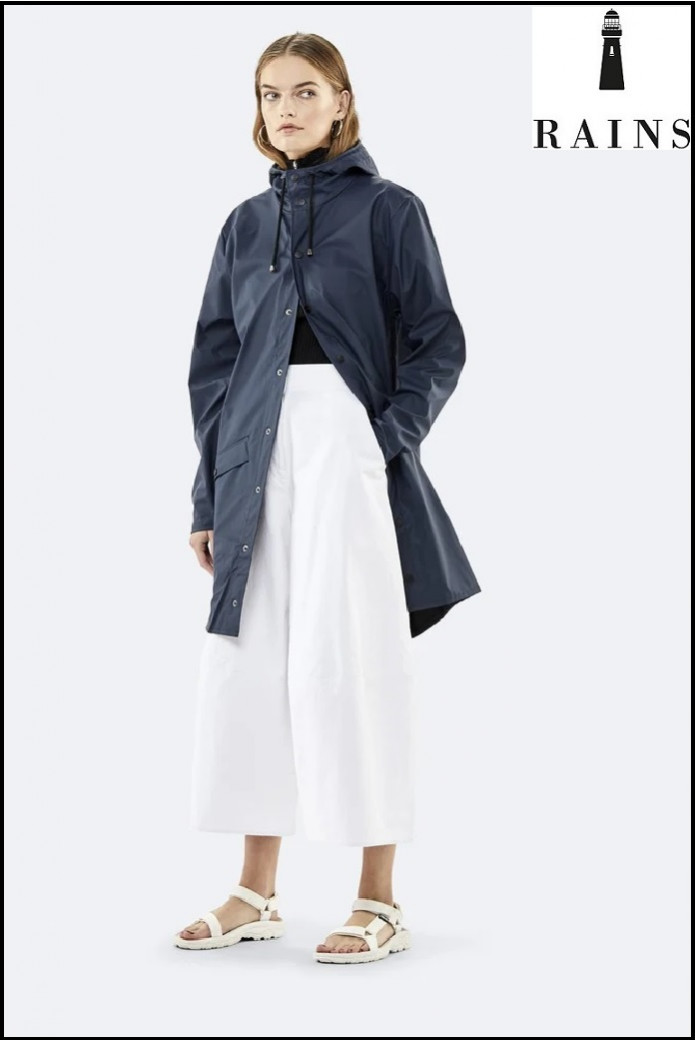 CHAQUETA-IMPERMEABLE UNISEX LARGA AZUL RAINS