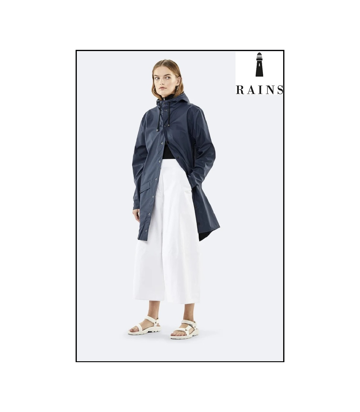 CHAQUETA-IMPERMEABLE UNISEX LARGA AZUL RAINS