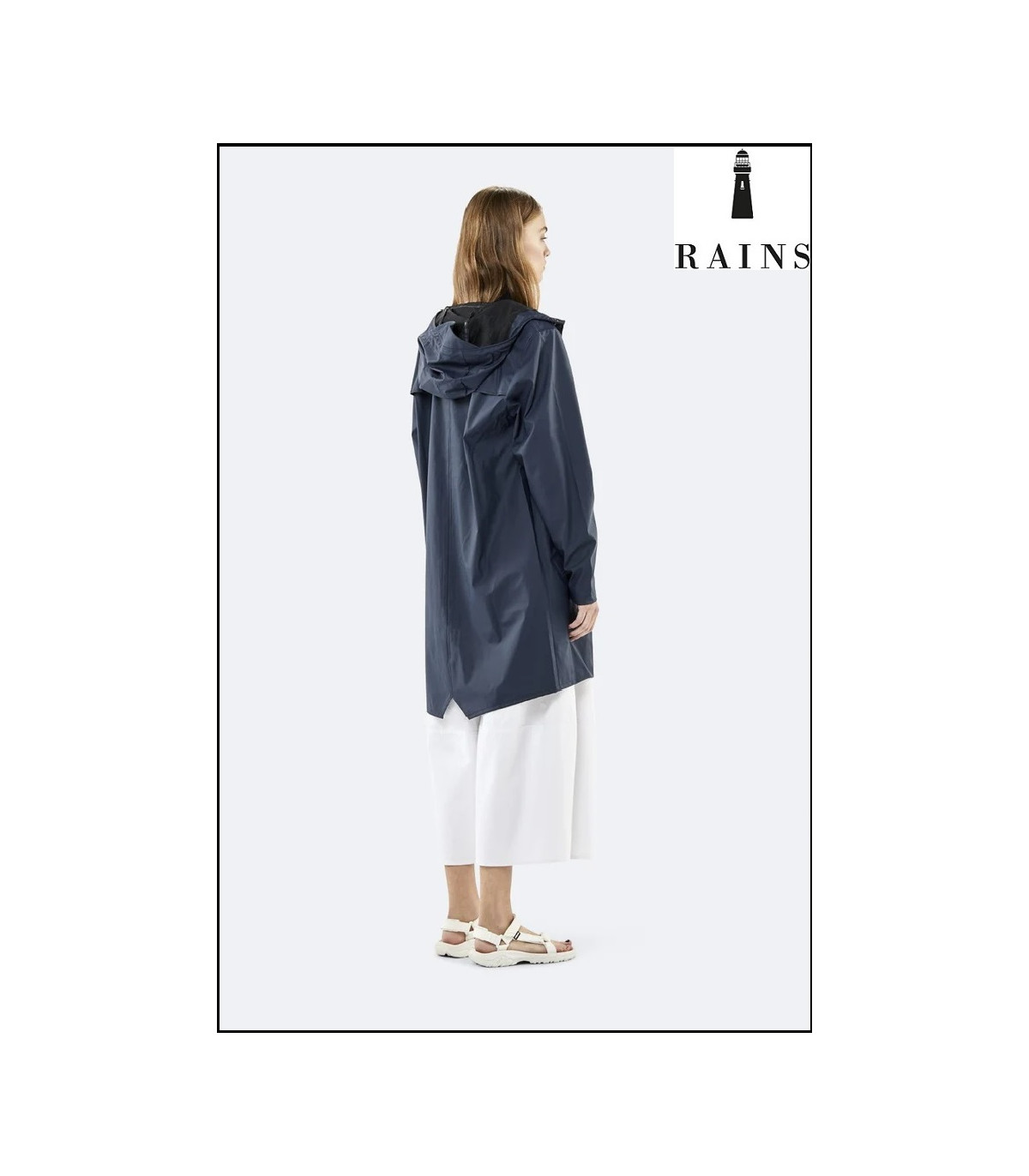 CHAQUETA-IMPERMEABLE UNISEX LARGA AZUL RAINS