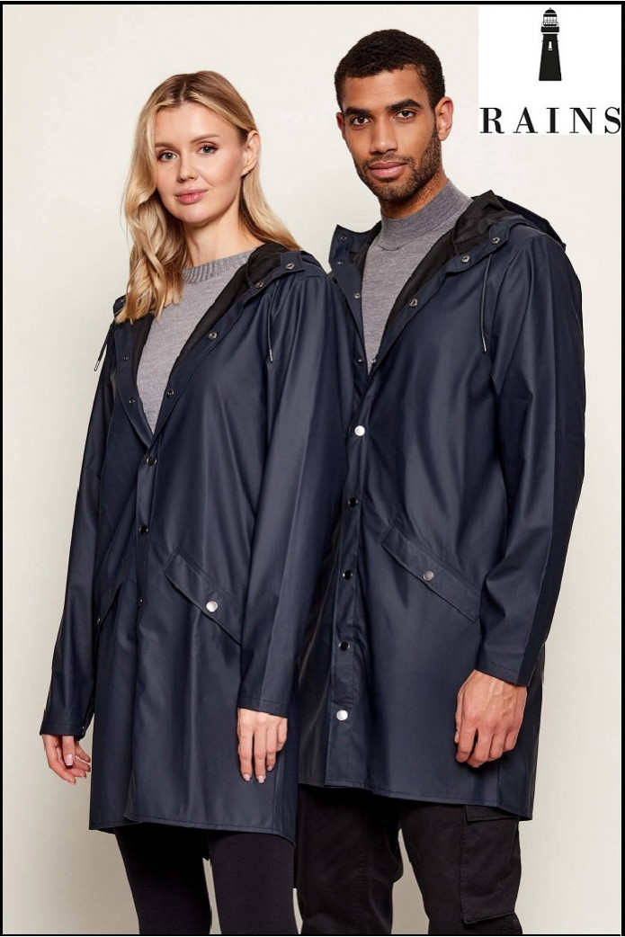 CHAQUETA-IMPERMEABLE UNISEX LARGA AZUL RAINS