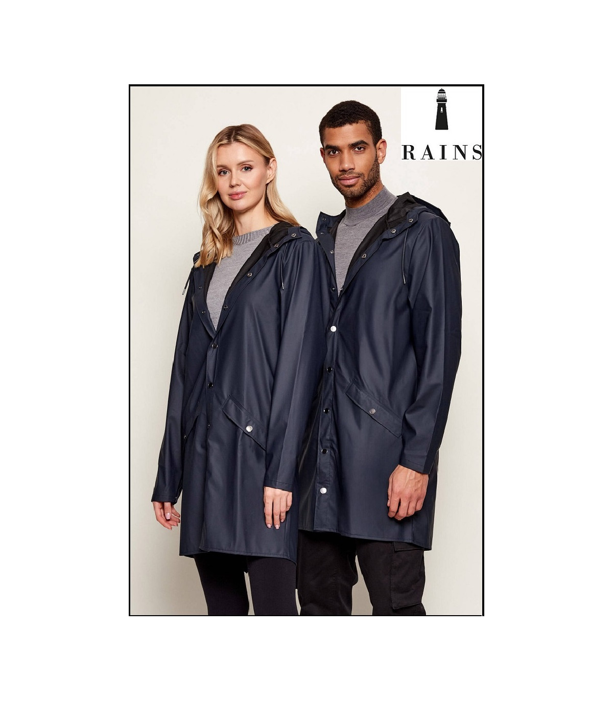 CHAQUETA-IMPERMEABLE UNISEX LARGA AZUL RAINS