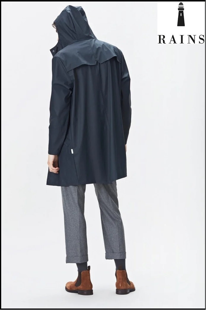 CHAQUETA-IMPERMEABLE UNISEX LARGA AZUL RAINS