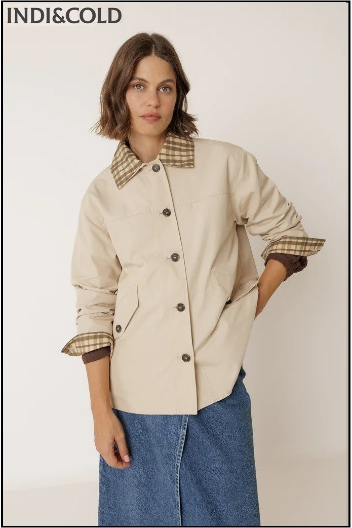 GABARDINA CORTA CUELLO CUADROS INDI&COLD