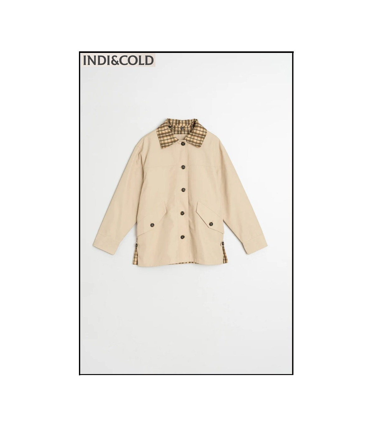 GABARDINA CORTA CUELLO CUADROS INDI&COLD