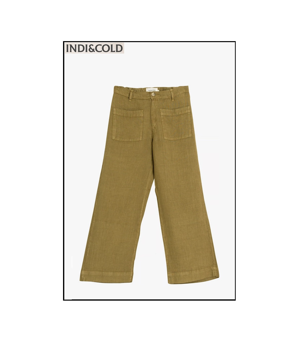 PANTALÓN FLUIDO LINO KHAKI INDI&COLD