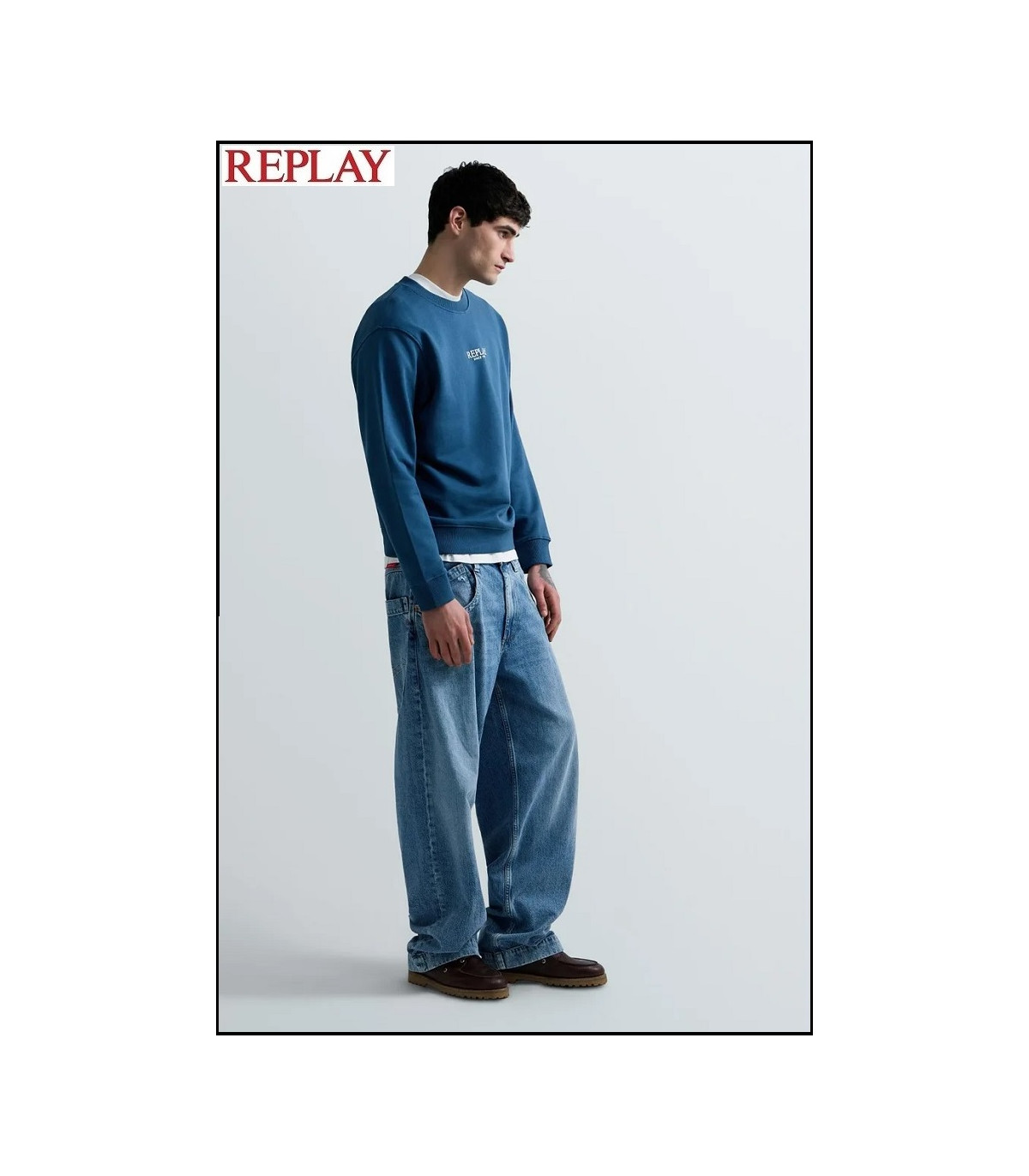 SUDADERA DE ALGODÓN AZUL PETRÓLEO REPLAY